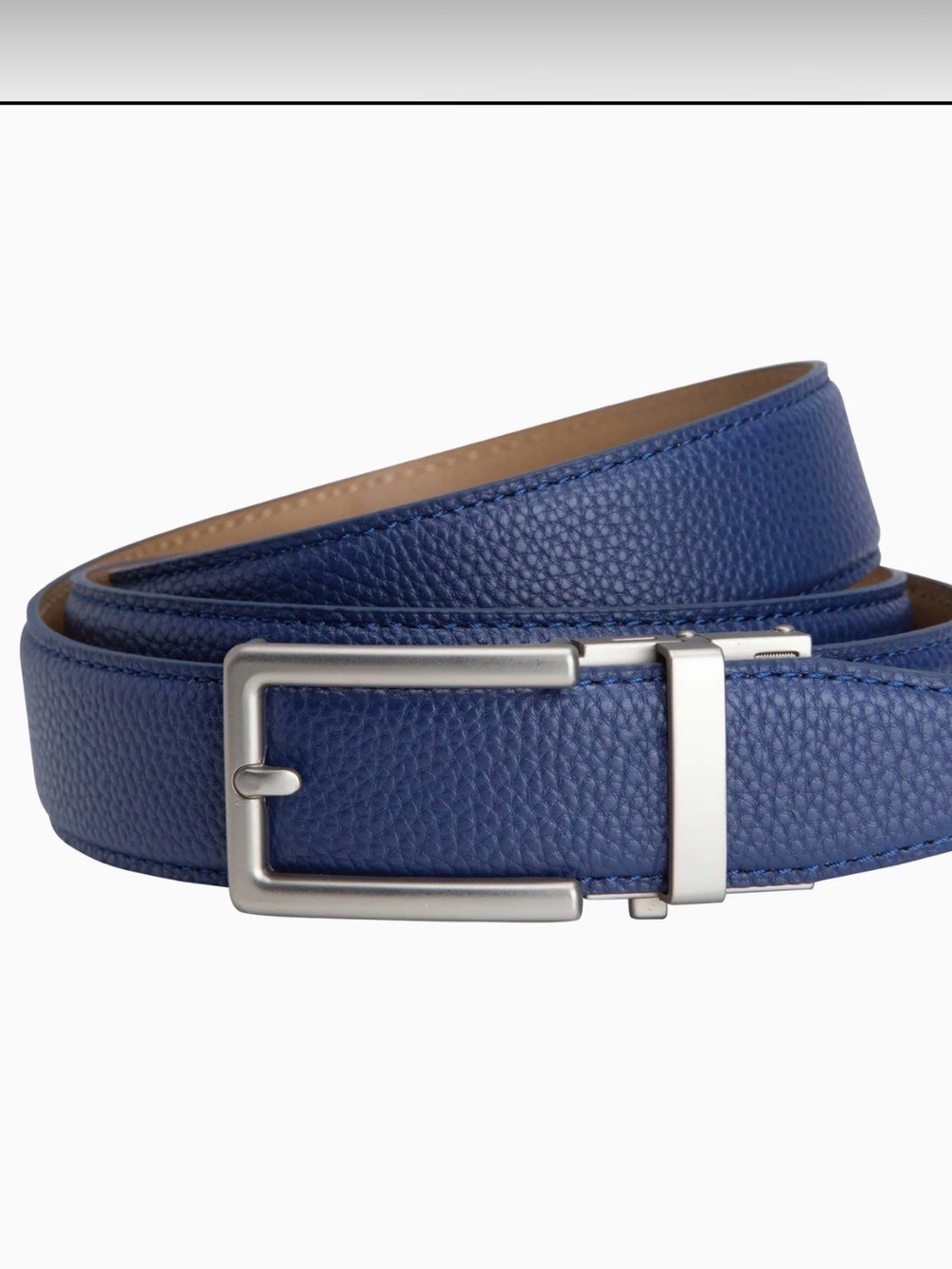 Nexbelt Men's Blue Vegan Leather Belt with Silver Buckle New uncut